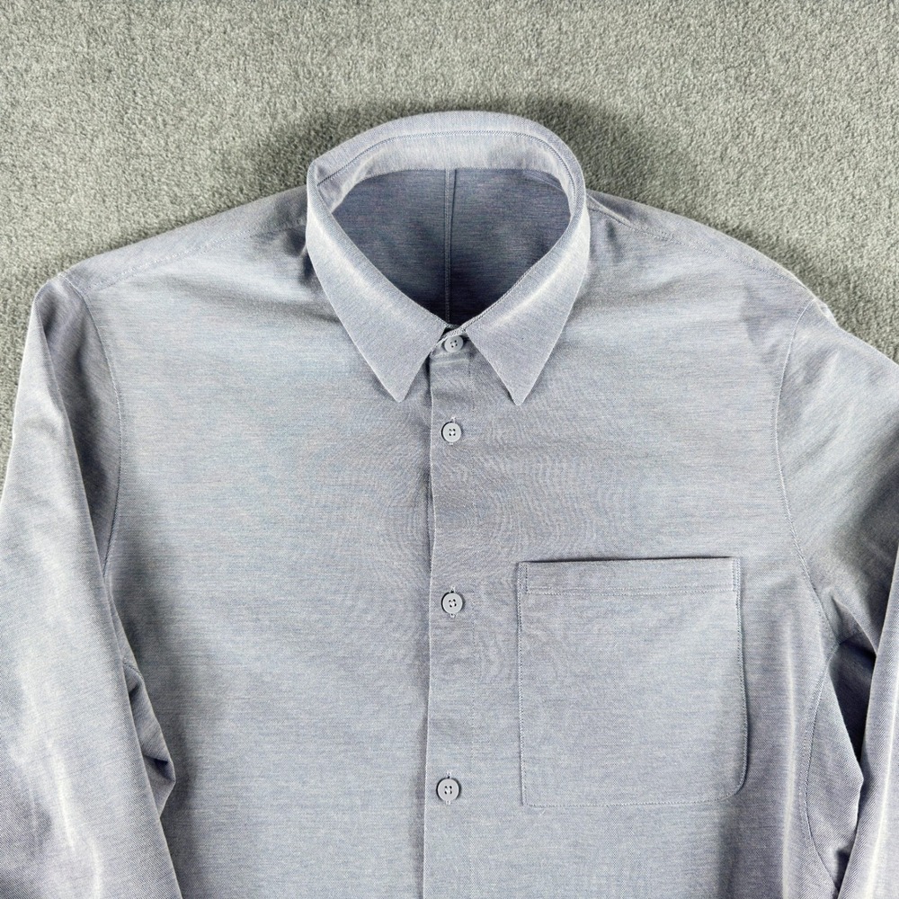 Lululemon Commission Button-Up Shirt Mens L Blue Long Sleeve Regular‎ Stretch